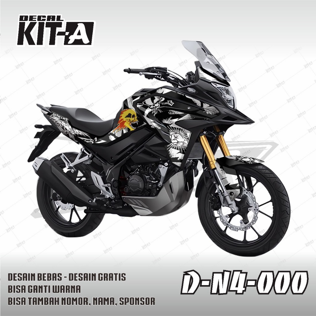 decal stiker motor New CB 150 X MOTIF metalica biru hitam