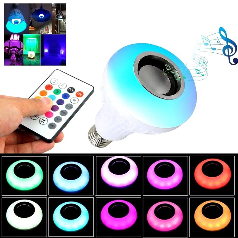 Lampu Bohlam + Musik LED RGB Speaker Lampu LED Bluetooth Wireless