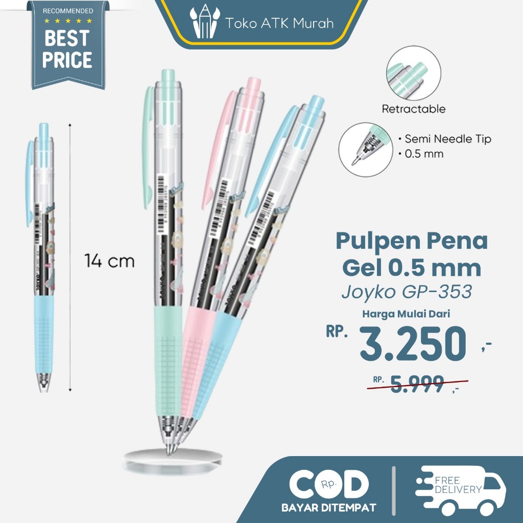 

Gel Pen Joyko GP-353 Shally Pulpen Pena Gel 0.5 mm