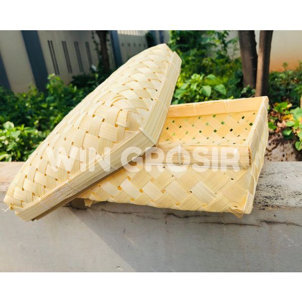 Besek Anyaman Bambu / Besek Kaki Bambu Premium Kokoh Ukuran Besar 25x25cm
