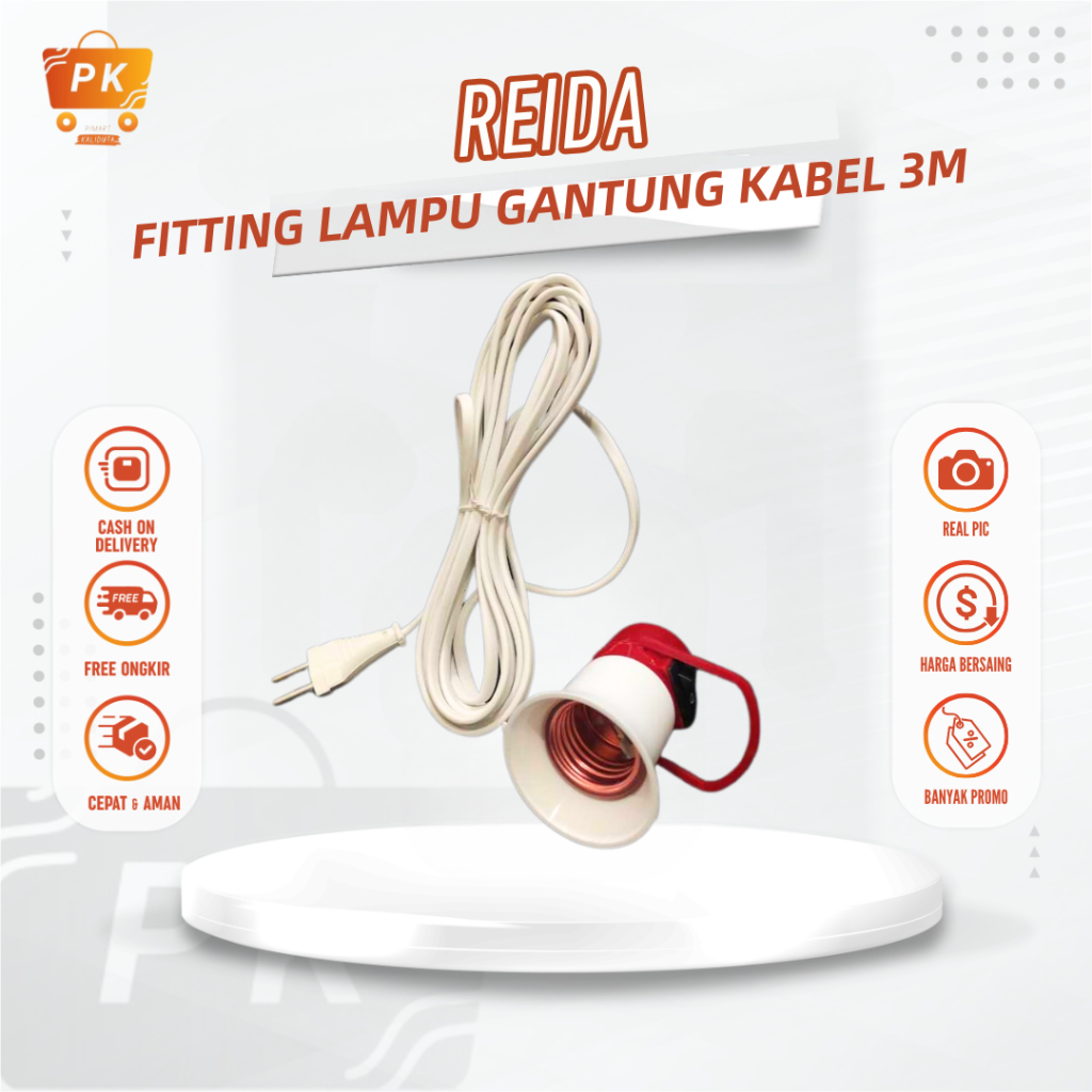 Fitting Lampu Gantung Kombinasi Saklar On/Off Kabel 3 meter Reida