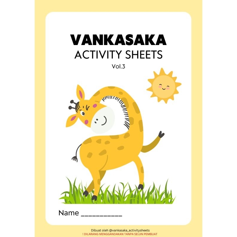 [PRINTABLE] Lembar Kerja Lembar Belajar Worksheets Activity Sheets Anak Usia PAUD (2-4 Tahun) VOLUME