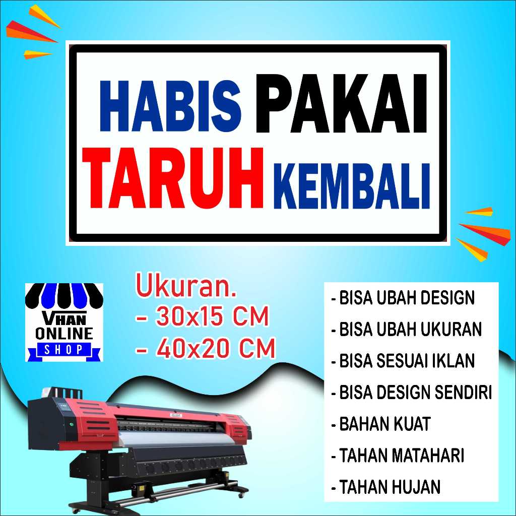 

Cetak Sticker Tempelan Habis Pakain Taruh Kembali Putih