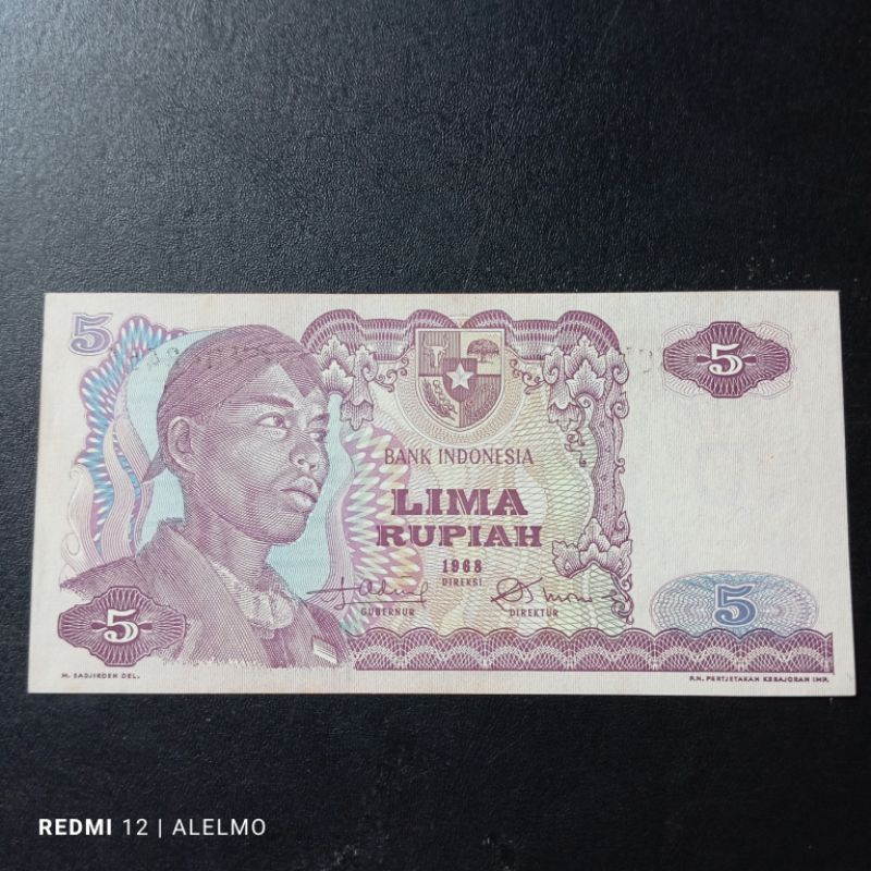 uang kertas kuno 5 sudirman tahun 1968