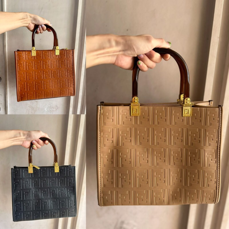 TAS FENDI SUNSHINE TOTE BAG EMBOSSED LEATHER PREMIUM QUALITY