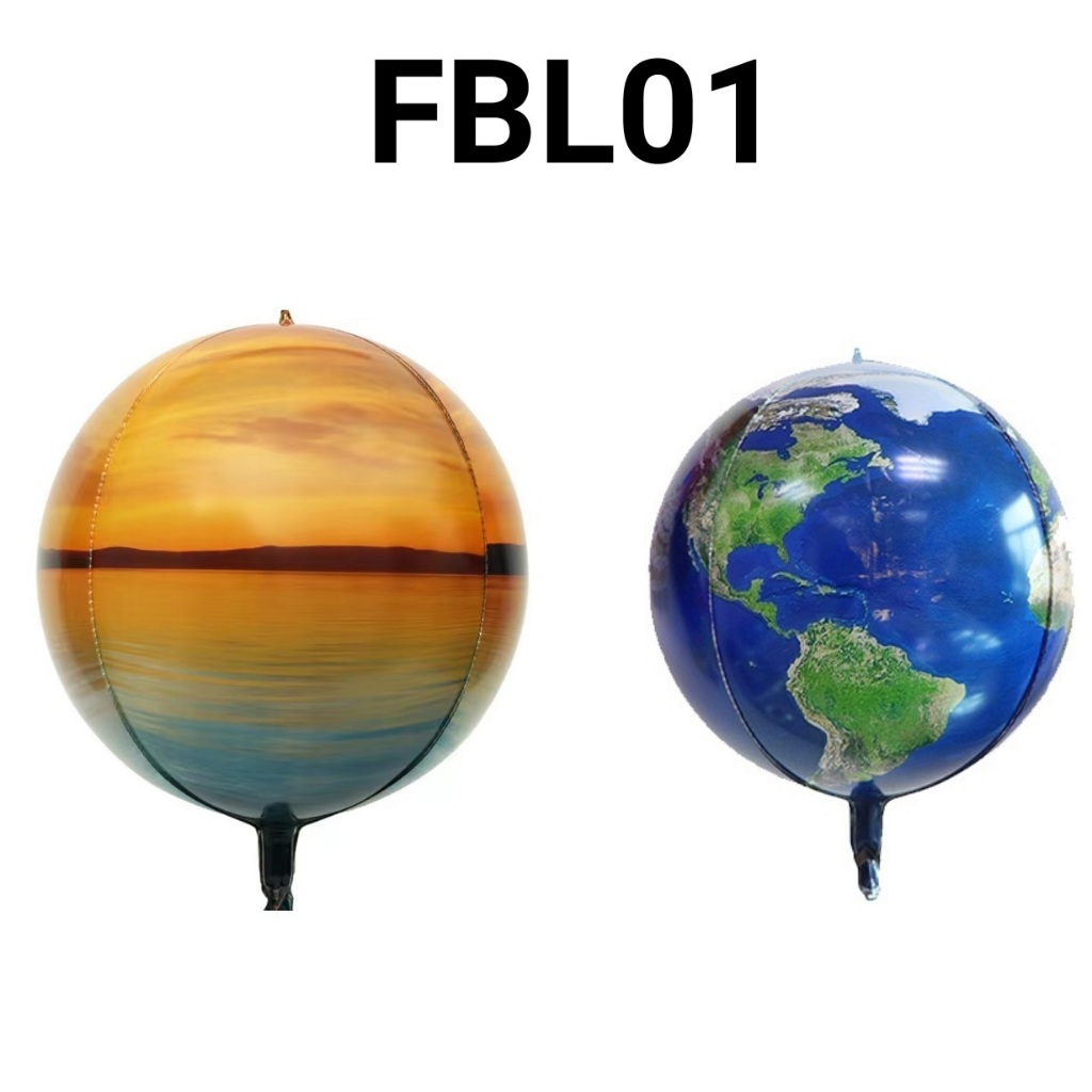 FBL01 Papaya balon foil bulat bola dunia globe (Balon Foil Aneka Bentuk) papaya balon