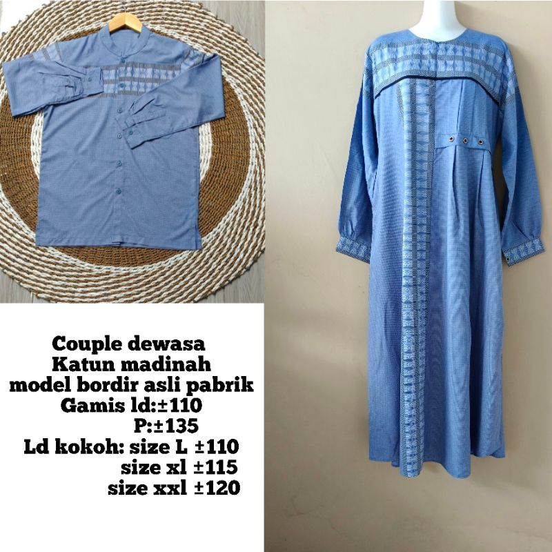 COUPLE GAMIS + KOKOH DEWASA KATUN MADINAH BORDIR PABRIK