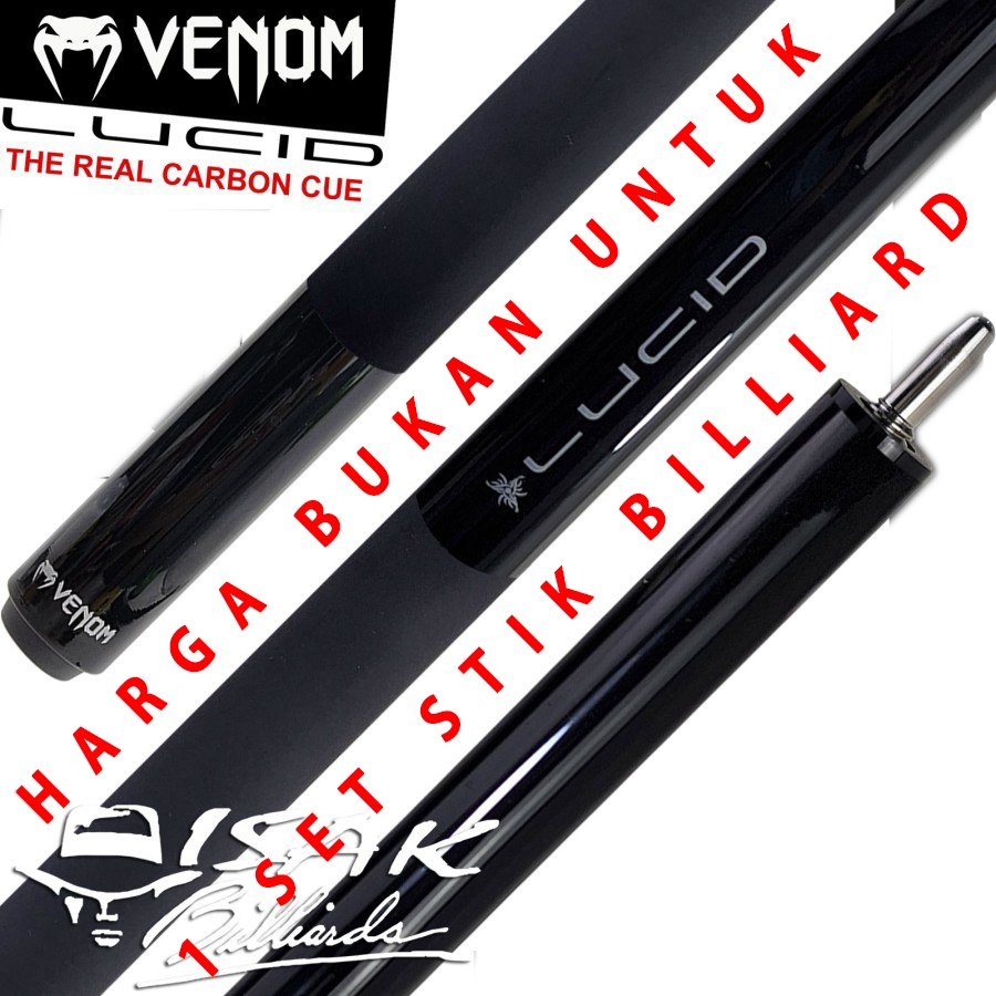 (BUTT ONLY) Venom Lucid Carbon LCW Black Cue Uniloc Low Deflection Stick Billiard