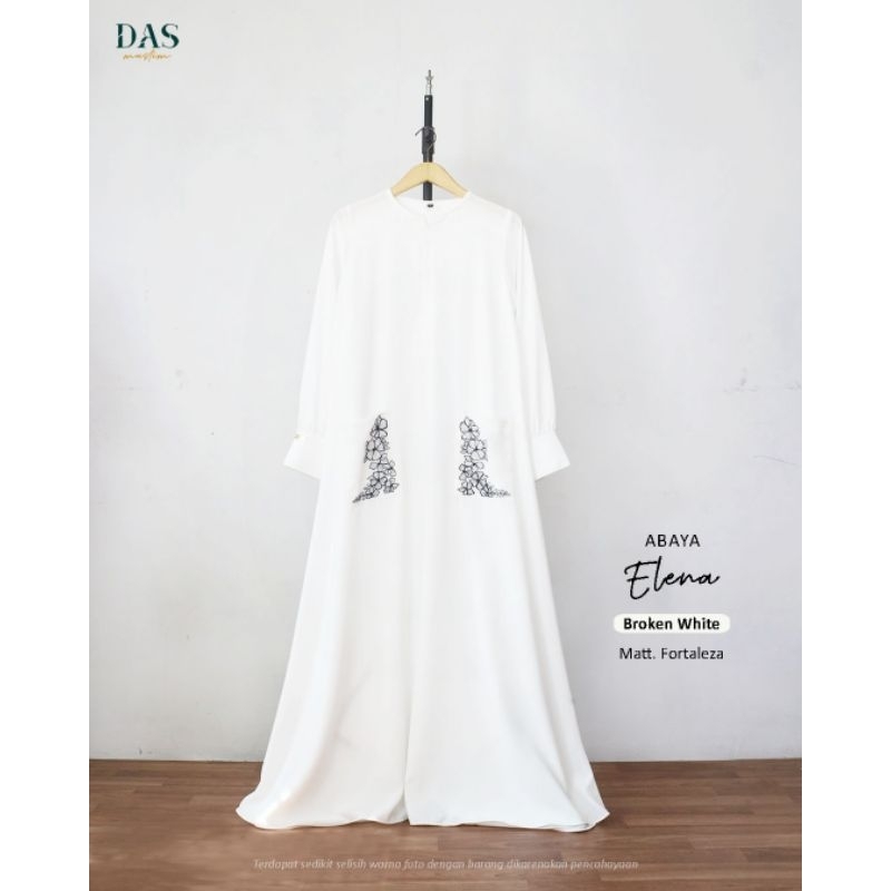 Abaya Gamis Hitam Putih DAS Polos Elegan Sabila Elena bahan fortaleza by Dasmuslim