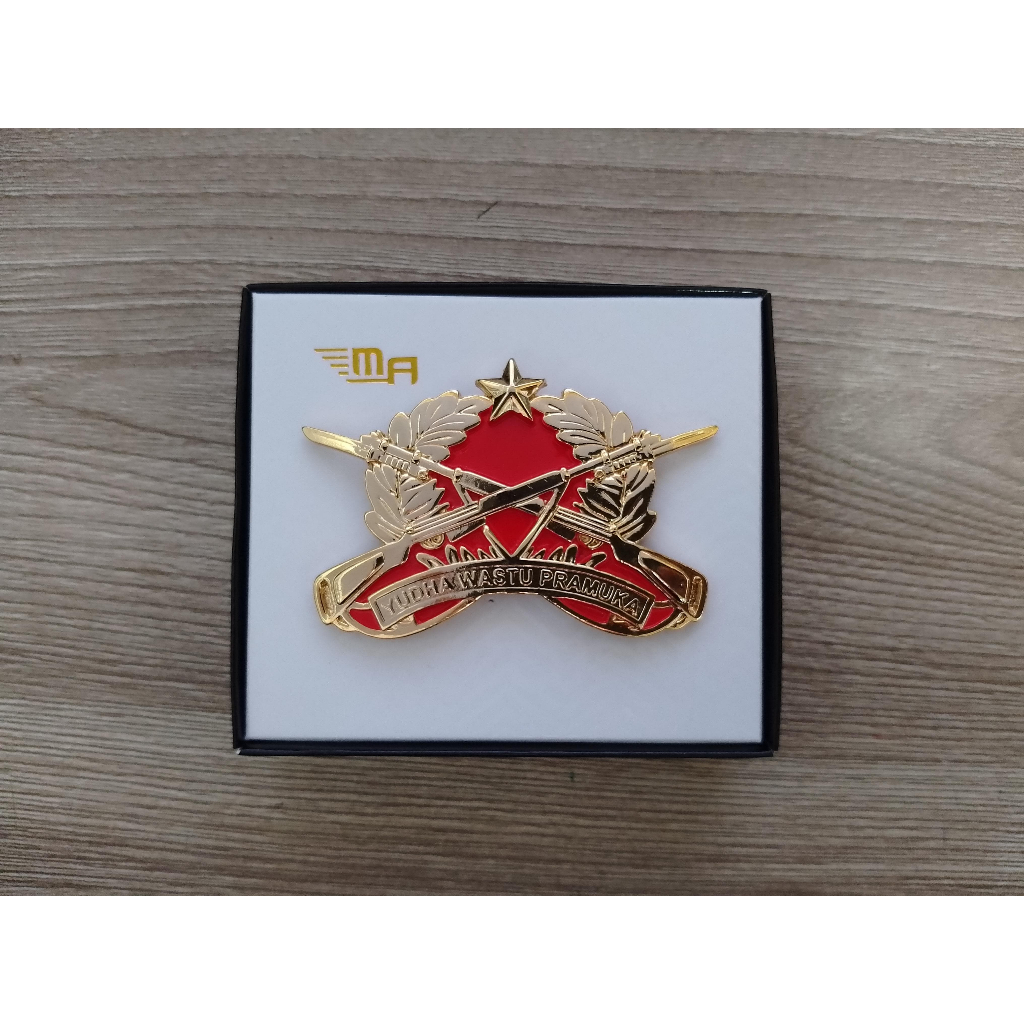 EMBLEM INFANTERI TERBARU FULL LOGAM BREVET BRIVET INFANTERI DASAR CAT MERAH PIN