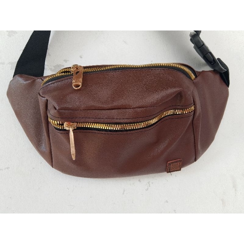 REALPICT Tas slempang pria wanita resleting besi awet