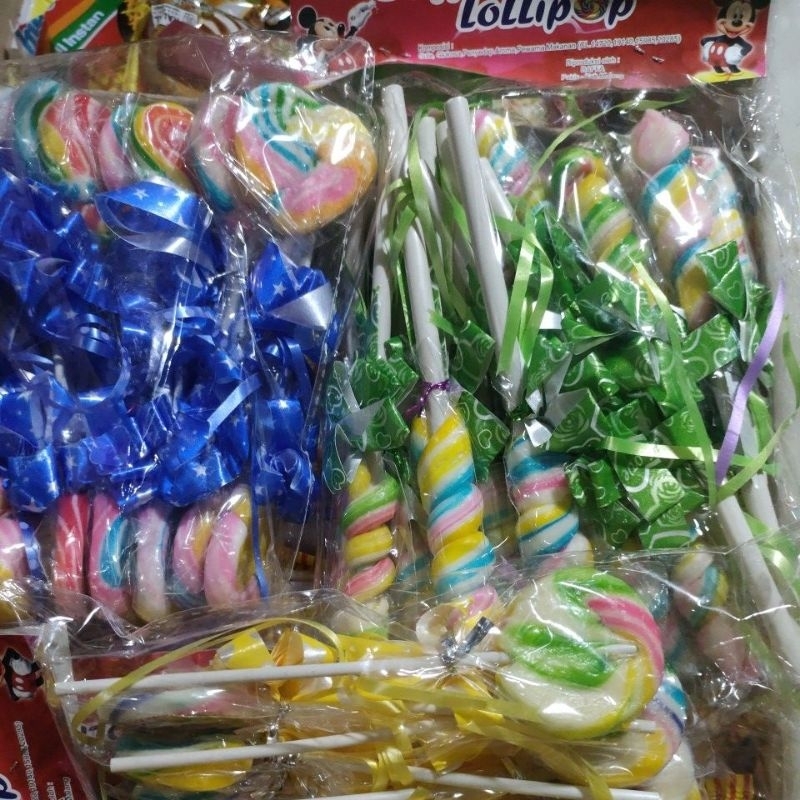 

Lolipop bulat dan lollipop pita love gulir roll warna warni isi 20 pcs