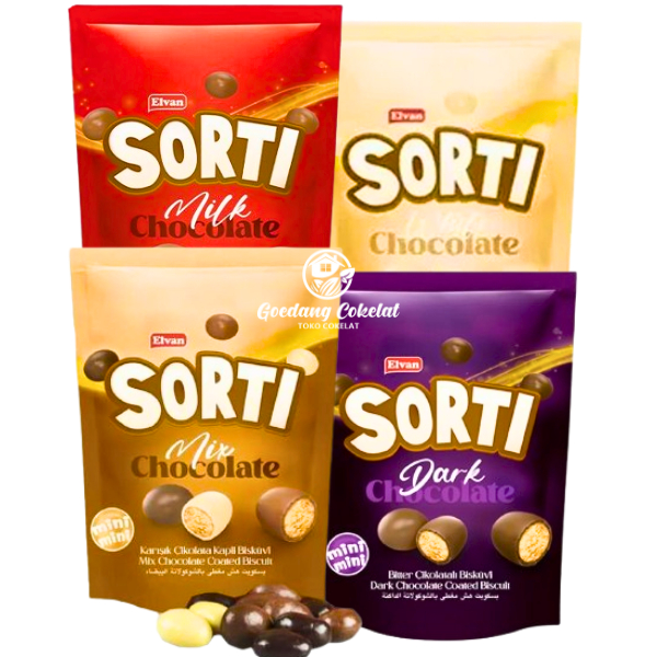 

ELVAN SORTI CHOCOLATE Biskuit Bersalut Cokelat Coklat Tebal Rasa Susu Milk White Dark Mix Chocolate Turki 120g