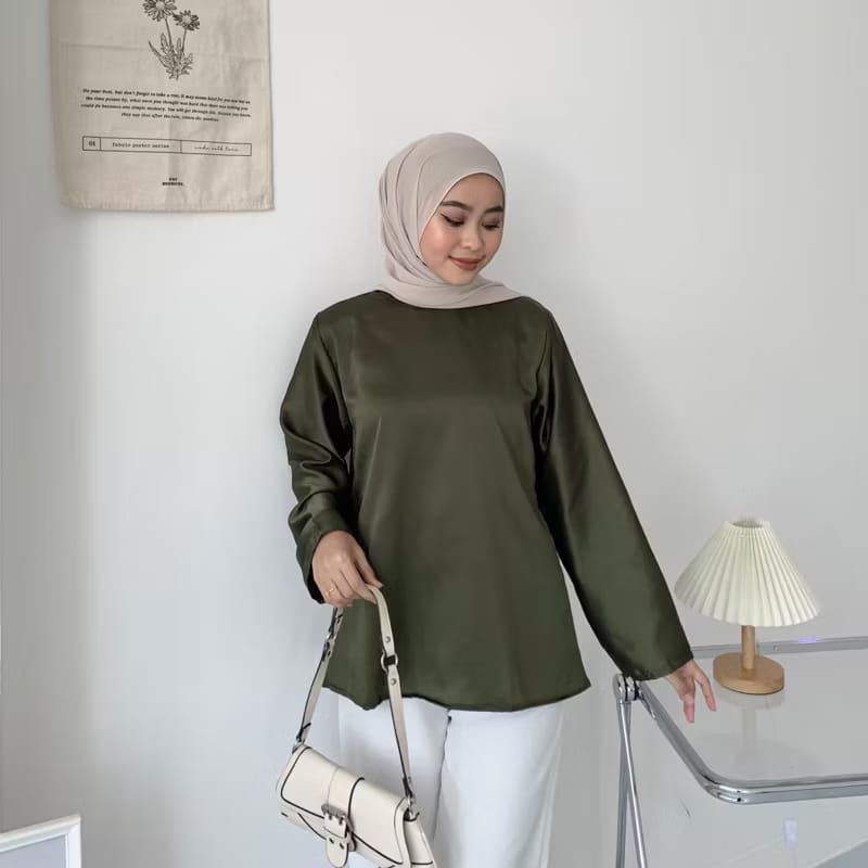 Blouse Inner Satin / Inner Atasan Satin /Inner Satin Lengan Panjang / Inner Tunik/Inner daleman oute