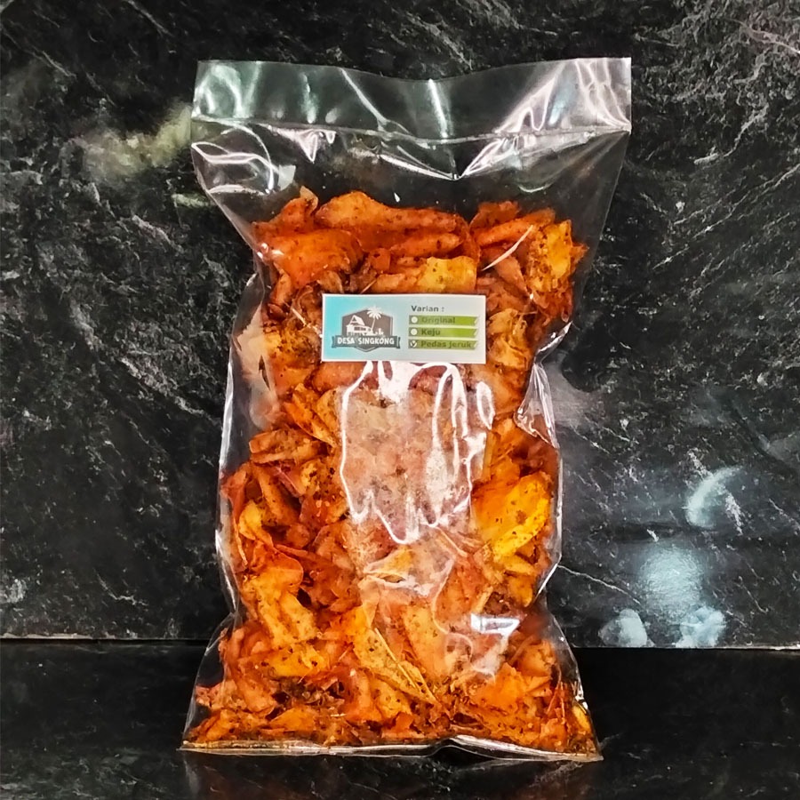 

KERIPIK KRIPSET PEDAS JELETOT DAUN JERUK 1 KG BUMBU MELIMPAH