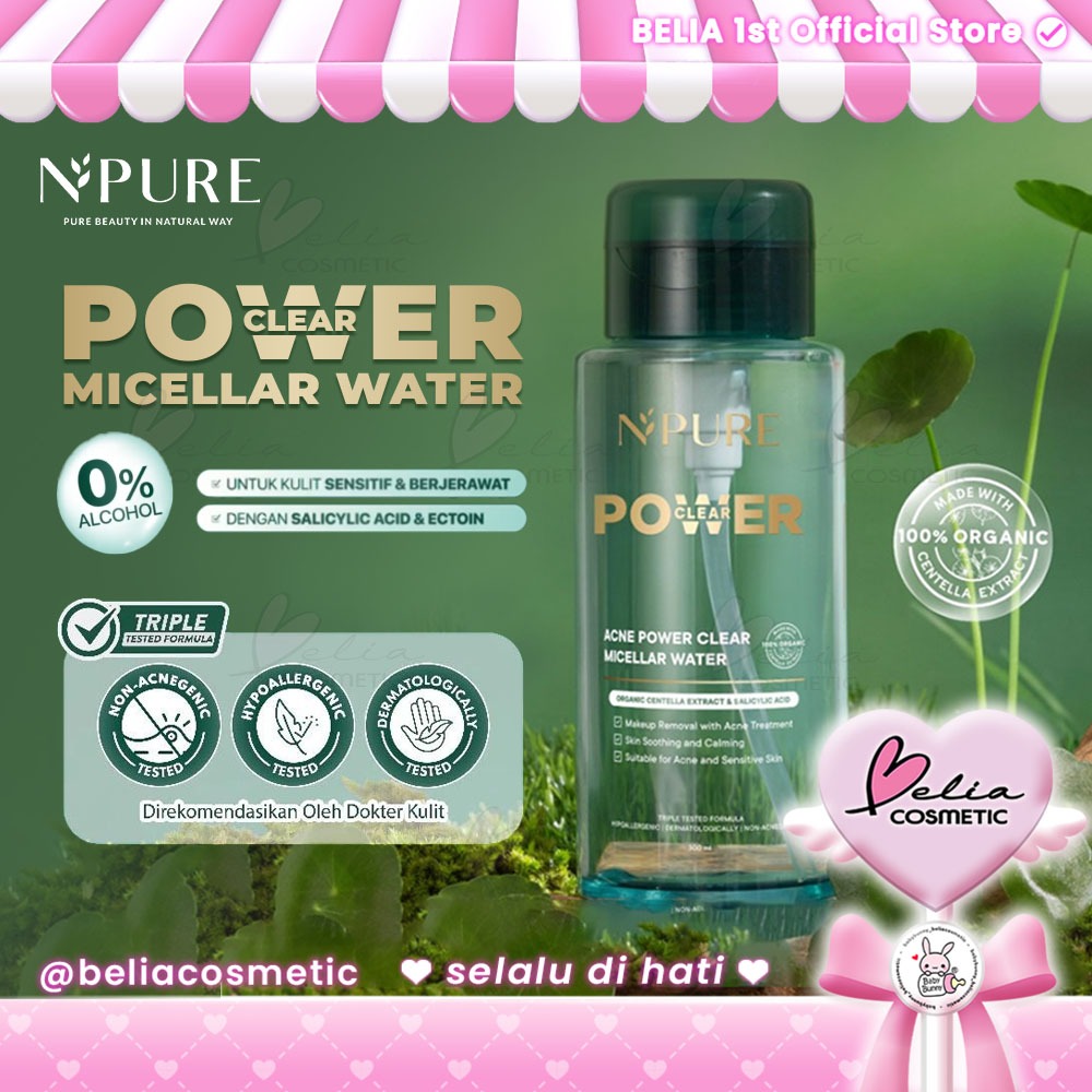 ❤ BELIA ❤ NPURE Acne Power Clear Micellar Water 100ml 300ml | Pembersih Make Up | Untuk Kulit Sensit
