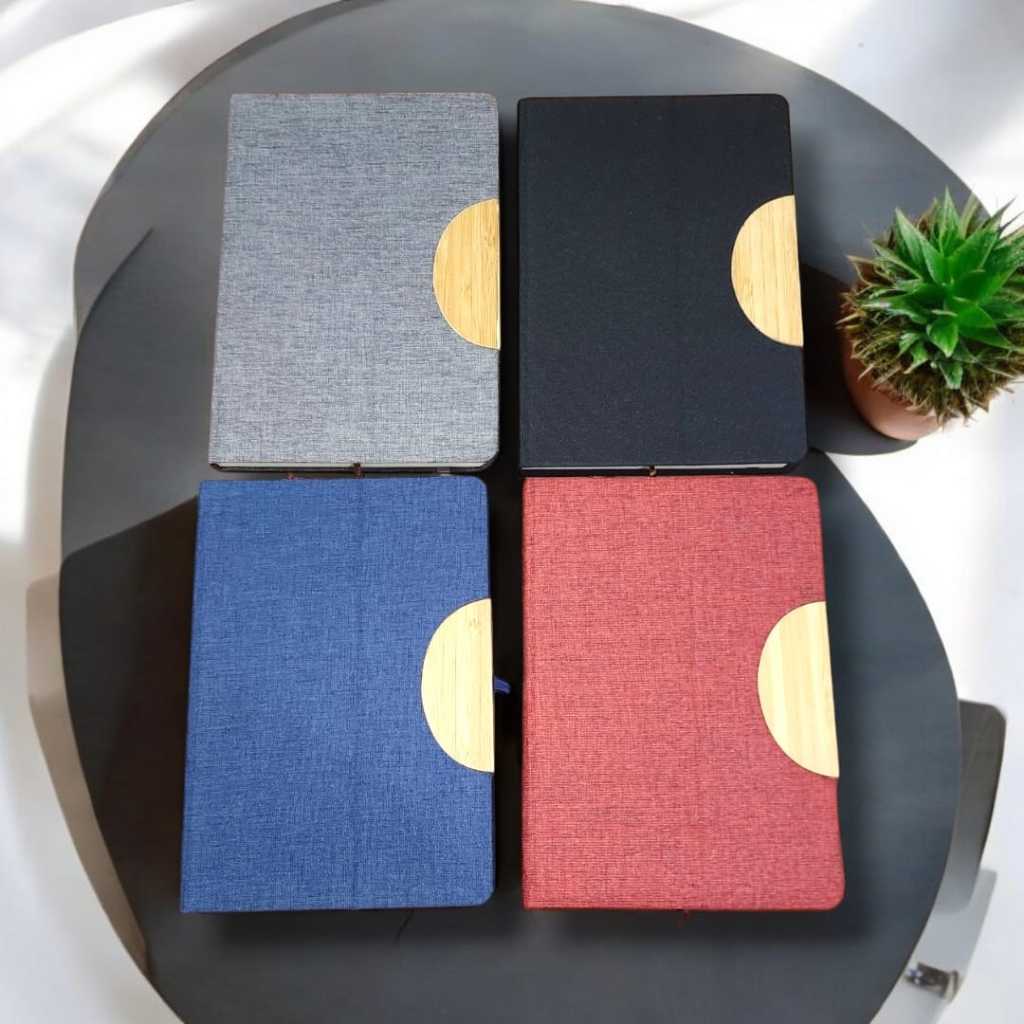 

Buku Jurnal Agenda Catatan Kerja Notepad Notebook A5 cover Fabric+Kayu