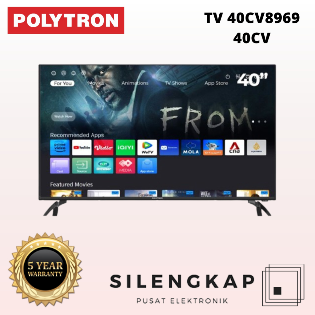 LED TV POLYTRON 40 INCH SMART PLD40CV8969 PLD 40CV8969 40CV 8969 CV GARANSI RESMI