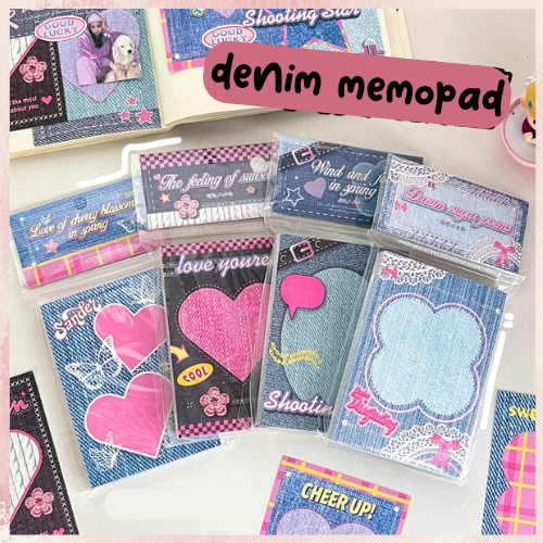 

Denim Memo Pad 100 lbr 4 motif y2k NAVY BIRU DONGKER Motif Jeans Unik Lucu Mini Notes Wall Deco Paper