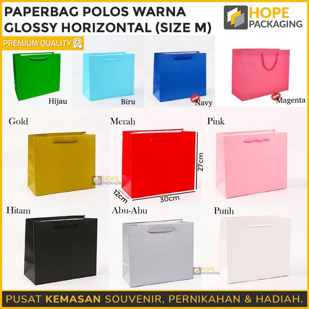 

Paper Bag Glossy Tali Premium Horizontal / Paper Bag Tas Kado / Paper Bag Wedding / Tas Souvenir Ulang Tahun / Kantong Hadiah / Paper Bag Polos Premium / Tas Belanja / Goodie Bag