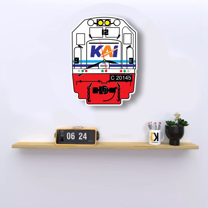 GILAN Jam Dinding Aesthetic Gambar KERETA API INDONESIA KAI Hiasa Dingding Kamar Jam Kayu Keren