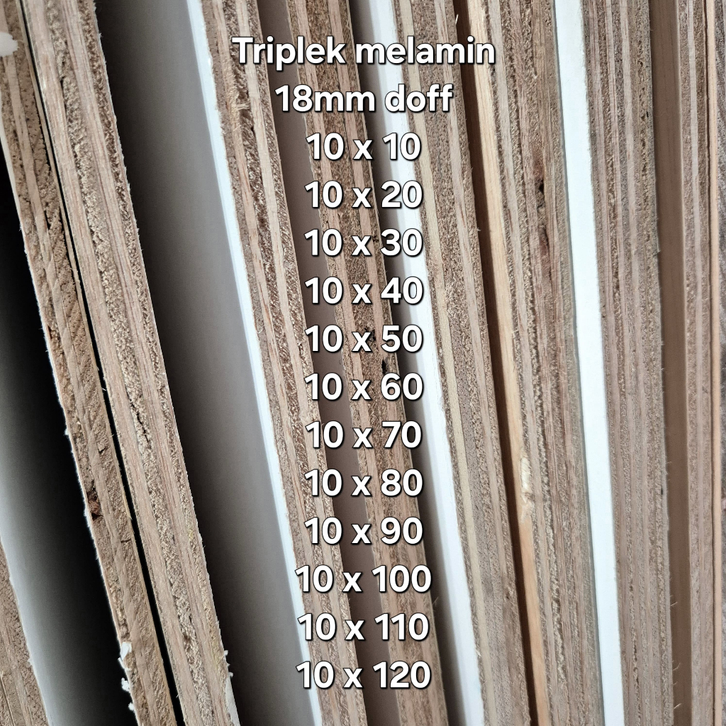 Triplek melamin putih custom 18mm doff 1 sisi lbar 10 cm