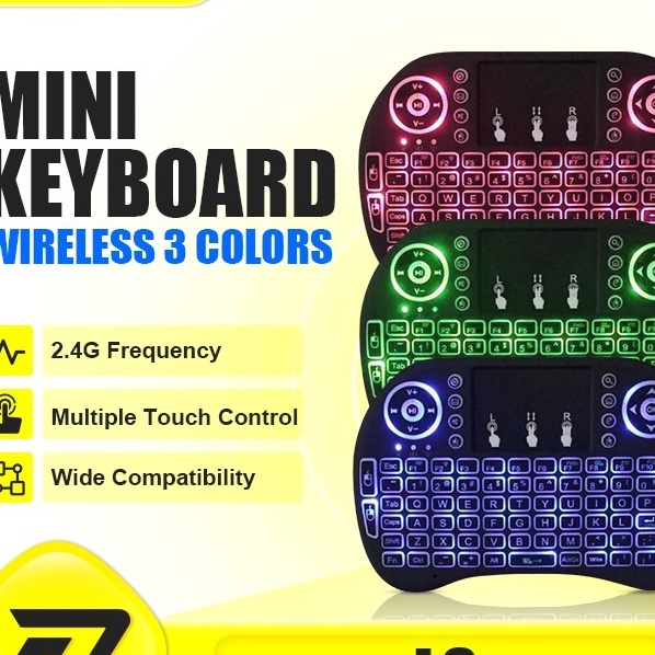 Terkini Keyboard Wireless m i8 RGB Backlit Colorful Toucad Wireless keyboard mm keyboard wirelessRGB