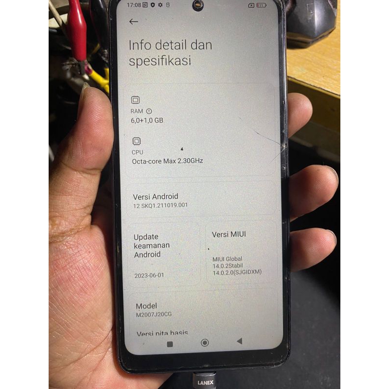 lcd lokal dan frame POCO X3NFC normal sentuh normal minus glass retak