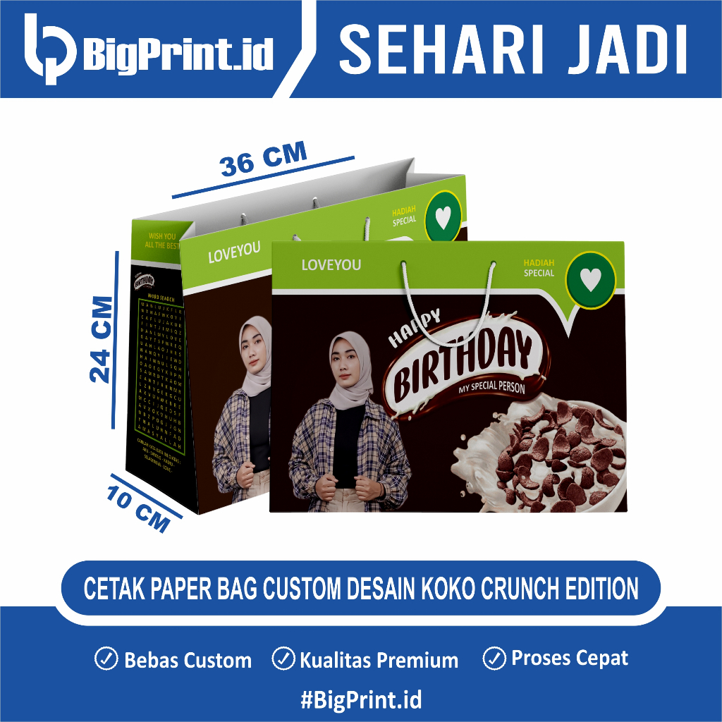 

Custom Paper Bag Kado Muka Foto Sendiri Desain Ala Koko Krunch| Termurah