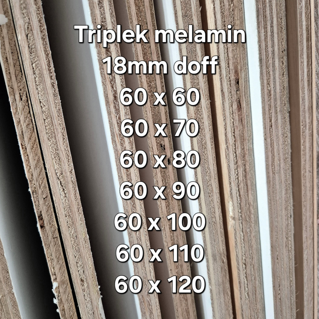 Triplek melamin putih custom 18mm doff 1 sisi lebar 60 cm