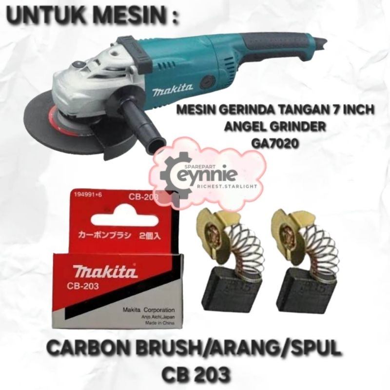 CARBON BRUSH MESIN GERINDA TANGAN 7 INCH 9 INCH GA 7020 GA 9020 MAKITA CB 203 ARANG SPUL GERINDA TAN