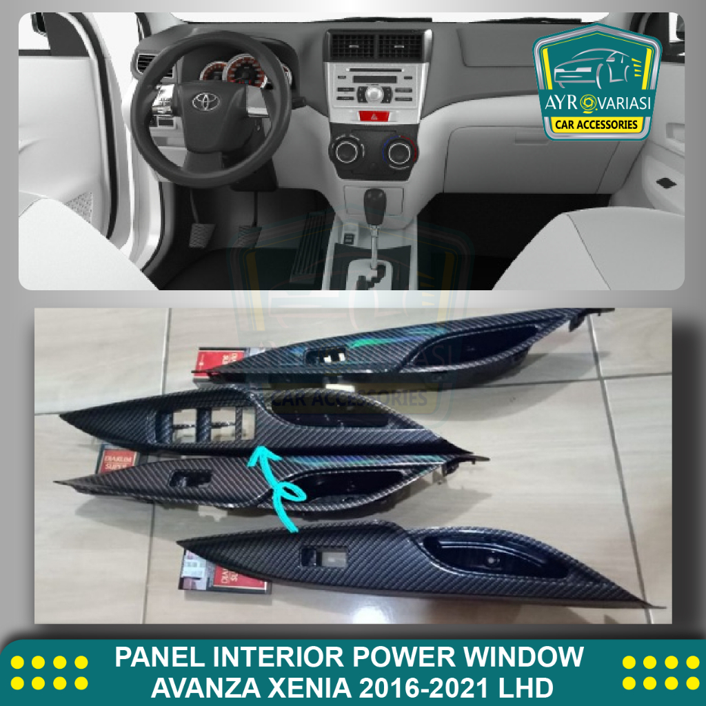 Panel Interior Power Window Avanza Xenia Veloz 2016-2021 LHD Stir Kiri Carbon Wood