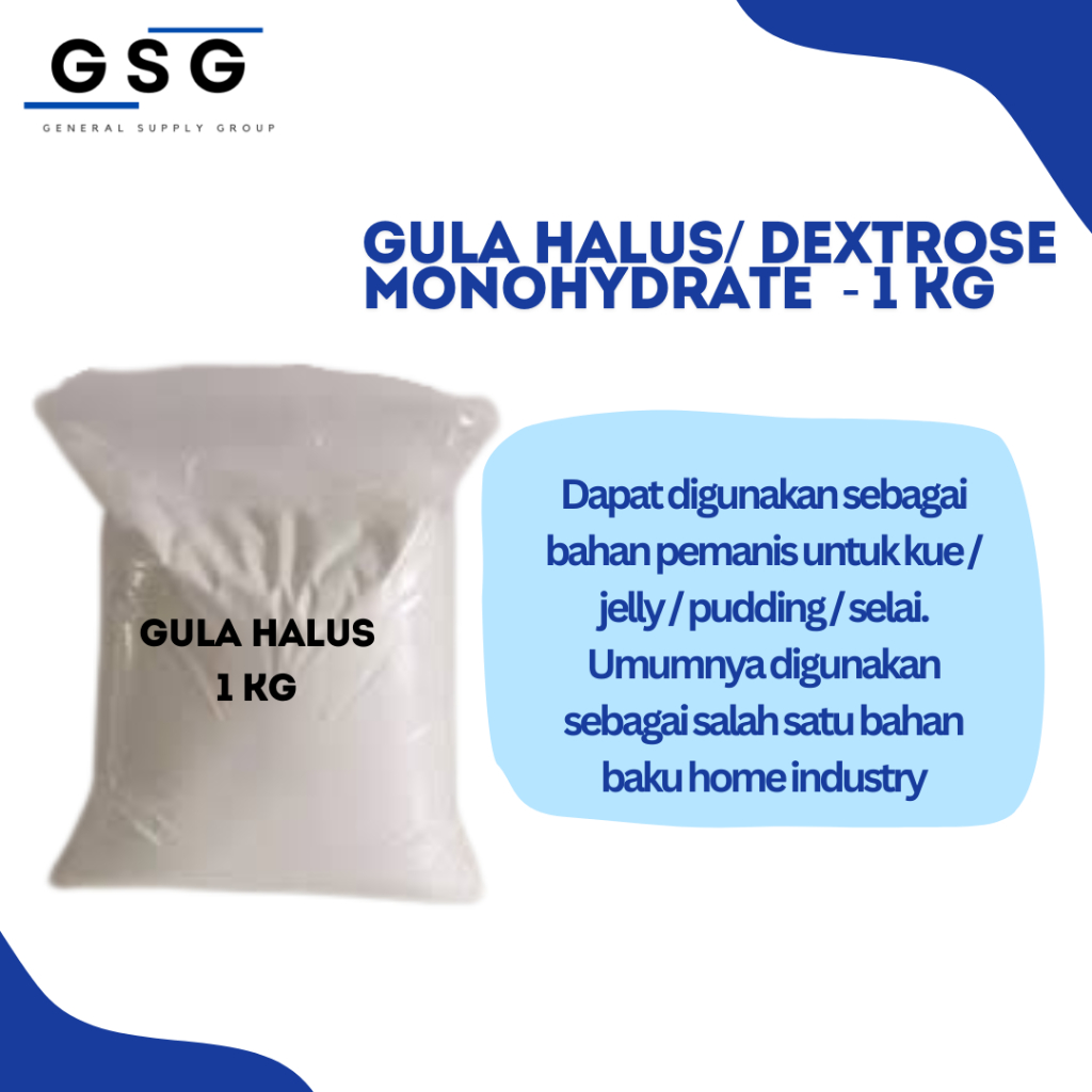 

GULA DINGIN, GULA HALUS, GULA DONAT, DEXTROSE MONOHYDRATE 1KG