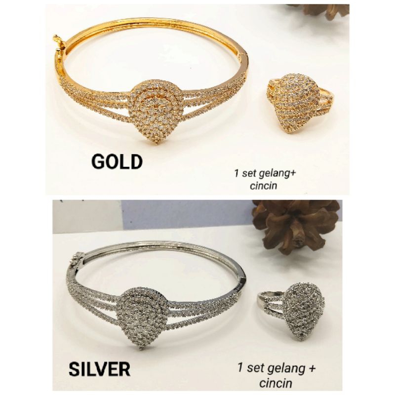 4UH. 1 set perhiasan gelang dan cincin permata mewah