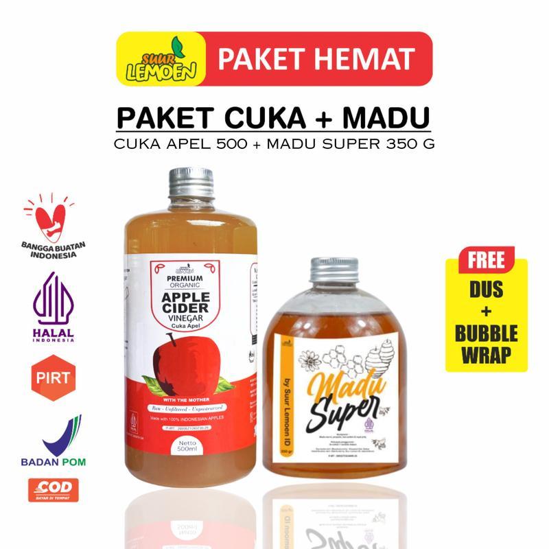 

SUUR LEMOEN Paket Hemat Cuka Apel 500ml + Madu Super 350gram - Organik