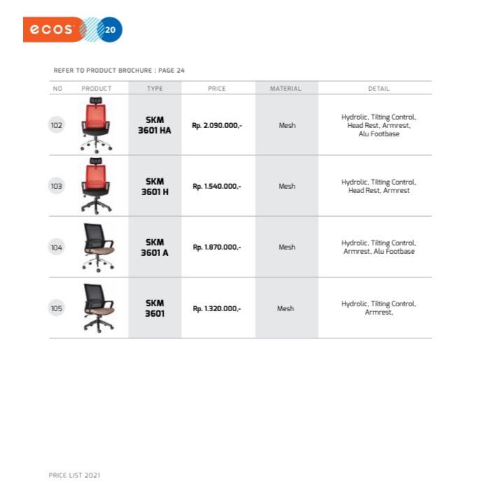 Kursi Kantor Chairman Ecos SKM 3601 HA SKM 3601 H SKM 3601 A SKM 3601