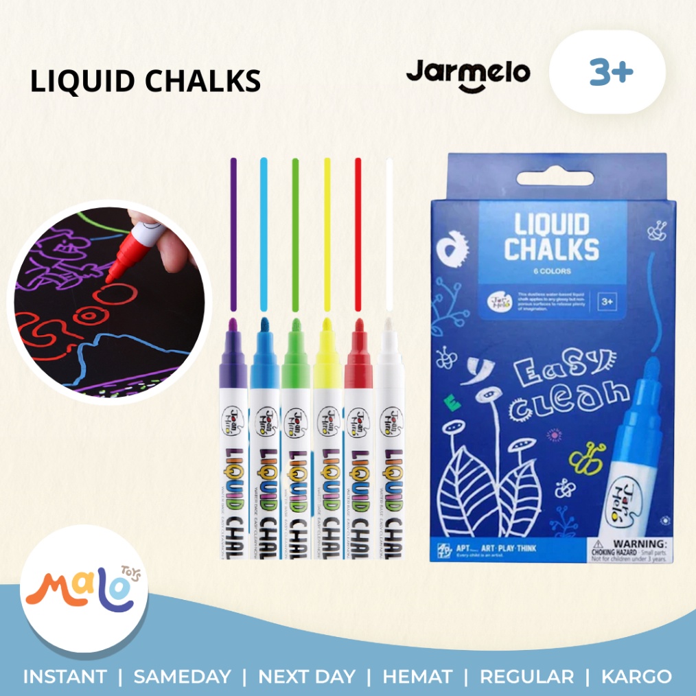 

Promo Akhir Pekan 3 JARMELO Liquid Chalk Markers 6 Colors Kapur Spidol Cair 6 Warna Nontoxic Colours Mainan Kerajinan Aktivitas Mewarnai Anak Jar Melo Joan Miro Malo Toys A67