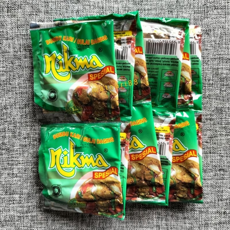 

BUMBU KARI / GULAI DAGING Bumbu Masak Tradisional NIKMA Spesial 1 renteng (12 x 5gr)