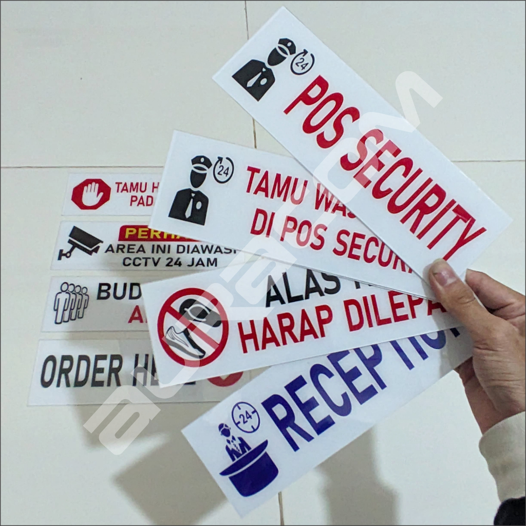 

Papan Akrilik Penunjuk Pos Security, CCTV, Budaya Antri | Custom Akrilik Stiker Free Desain