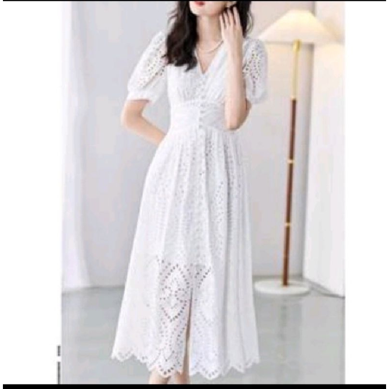 51200# CARMINNA EMBROIDERY COTTON DRESS