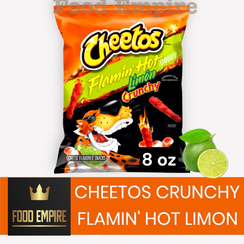 

CHEETOS Crunchy Flamin Hot Limon 8 oz | Cheese Flavored Snack 226,8 gr