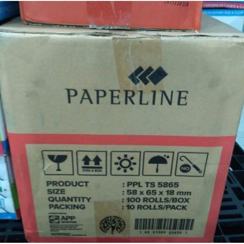 

Paperline Kertas Kasir / Thermal / Paper Roll 58 x 65 x 18mm / 1 ply - Karton isi 10 pack.