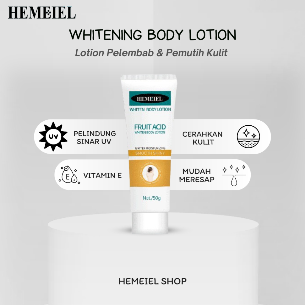 BPOM HEMEIEL Whitening Body Lotion Mencerahkan Melembabkan Kulit Tubuh Lotion Pencerah Pemutih Kulit