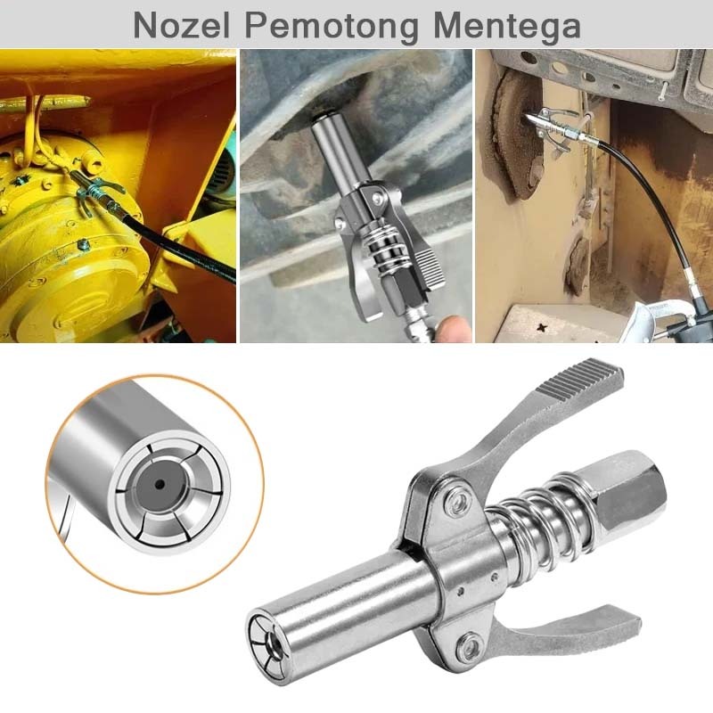 Kepala Pompa Grease Kepala Selang Grease Gun Jepit Penjepit Nepel Stempet Coupler Pompa Gemuk High P