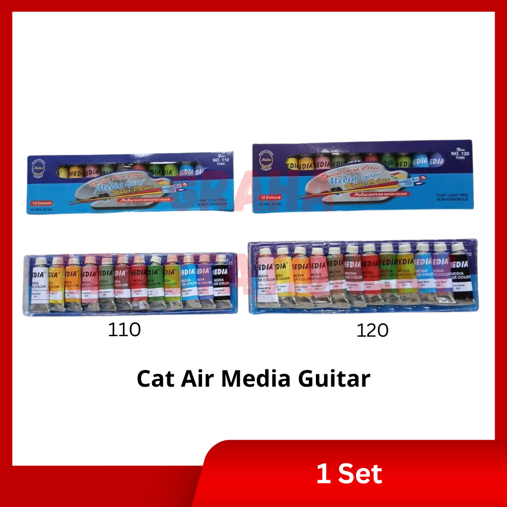 

[1 Set] Cat Air Media Guitar 12 Warna Kecil Besar 110 120 / Water Colour / Cat Poster Media Guitar