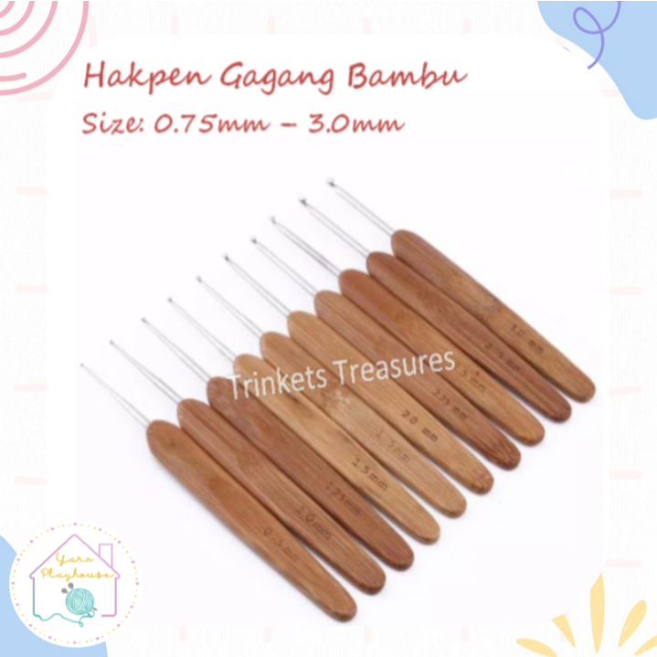 Bamboo Lace crochet hook Hakpen Lace Gagang Bambu SET jarum rajut kecil aluminum Small Hakpen lace b