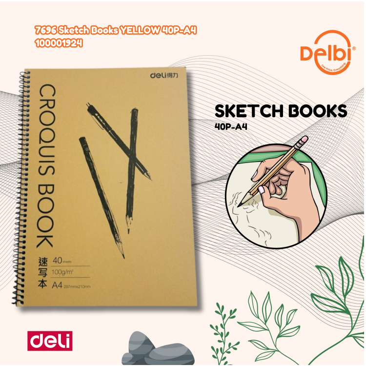 

Deli Buku Gambar Hard Cover 7696 Sketch Books YELLOW 40P-A4