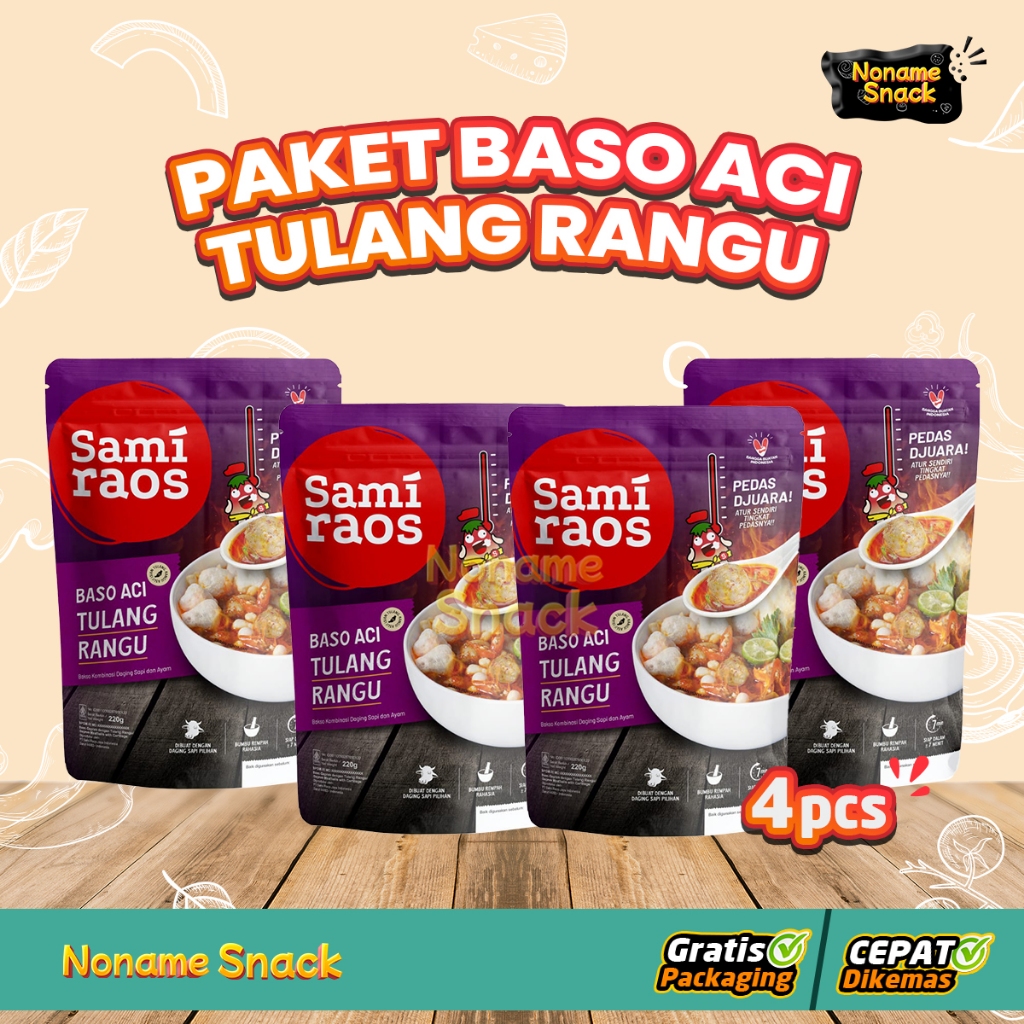 

Paket Hemat Sami Raos Baso Geprek Tulang Rangu Sambal Geprek Samiraos isi 4