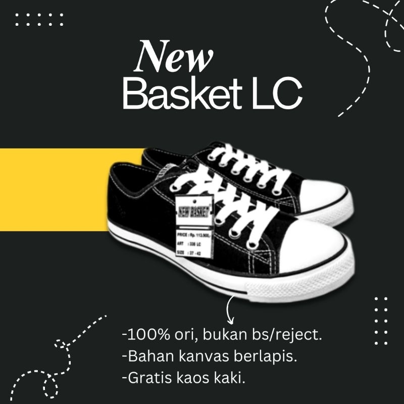 Sepatu Sneaker Pria New Basket NB 338 Blk/Wht Ori Gratis Kaos Kaki