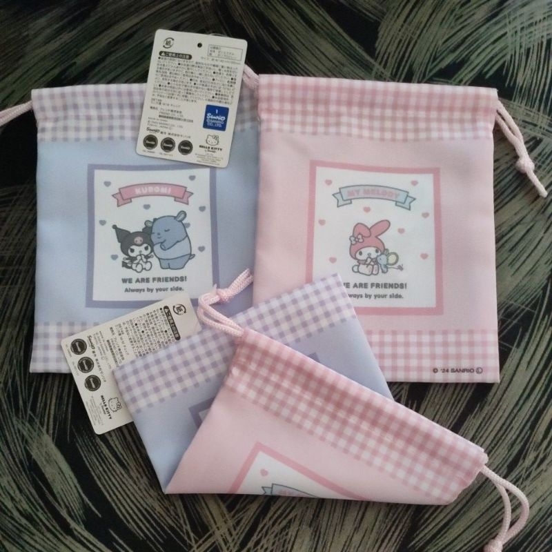 Ori Sanrio Drawstring pouch tas Tali serut Jepang Kuromi My Melody
